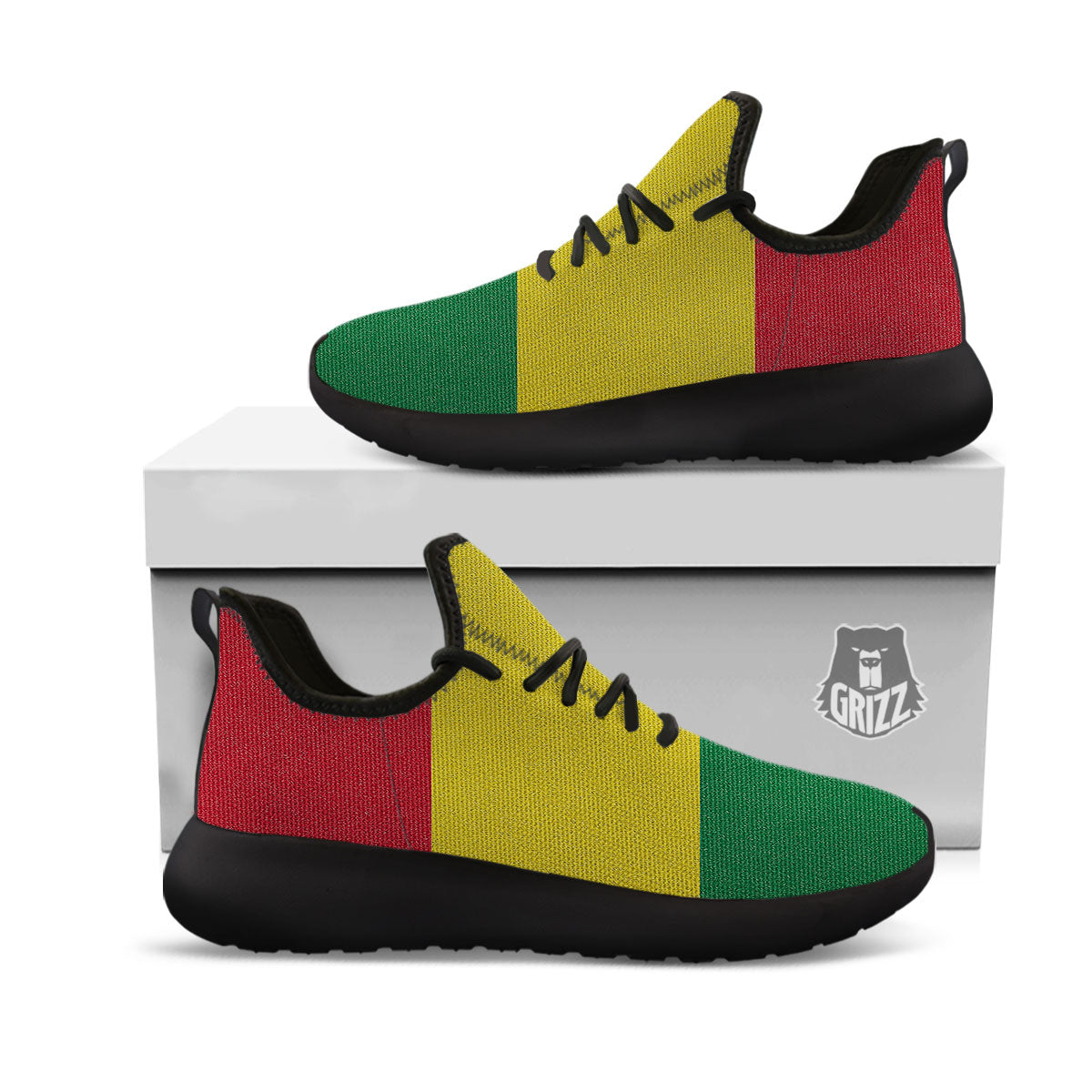 Flag Rasta Print Black Athletic Shoes-grizzshop