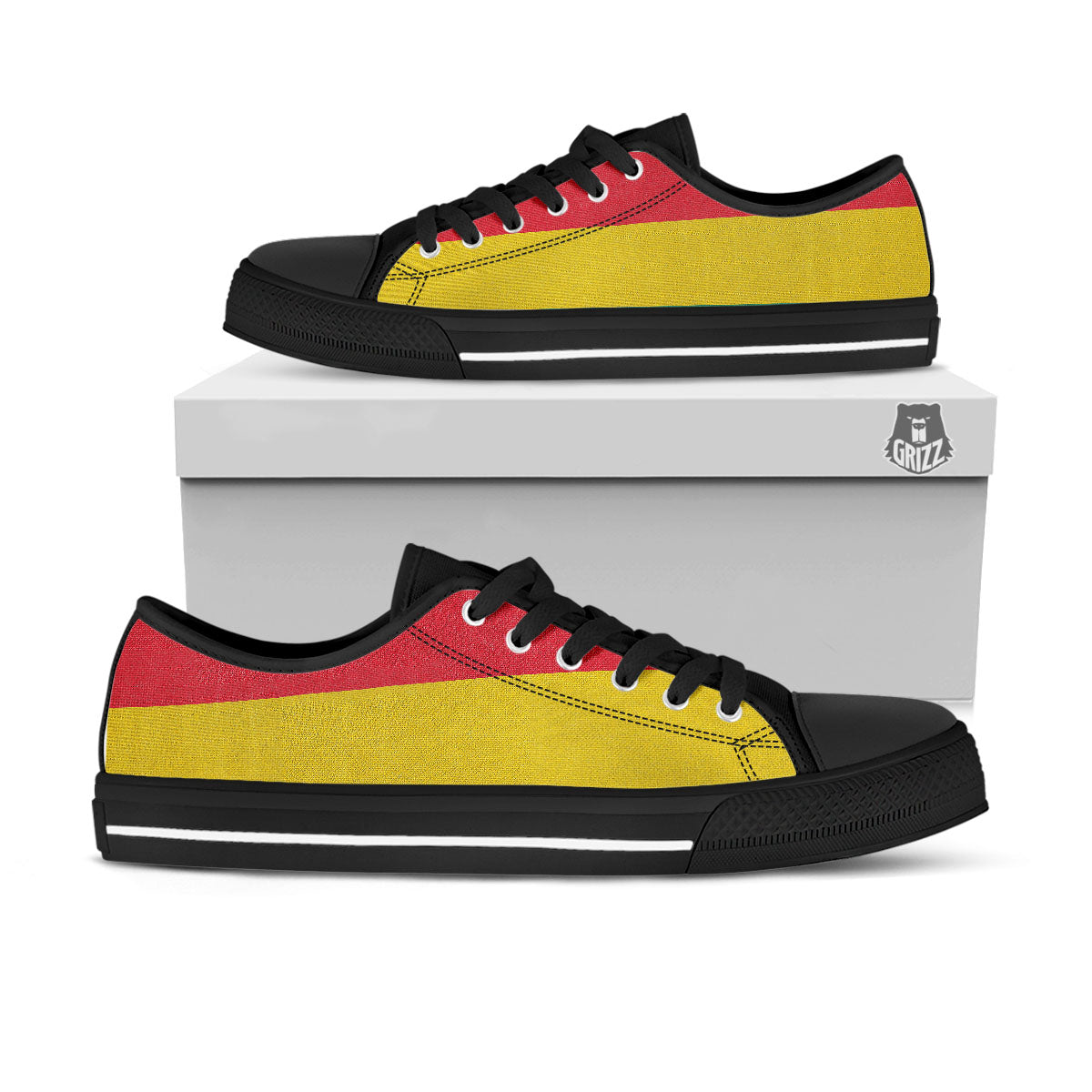 Flag Rasta Print Black Low Top Shoes-grizzshop