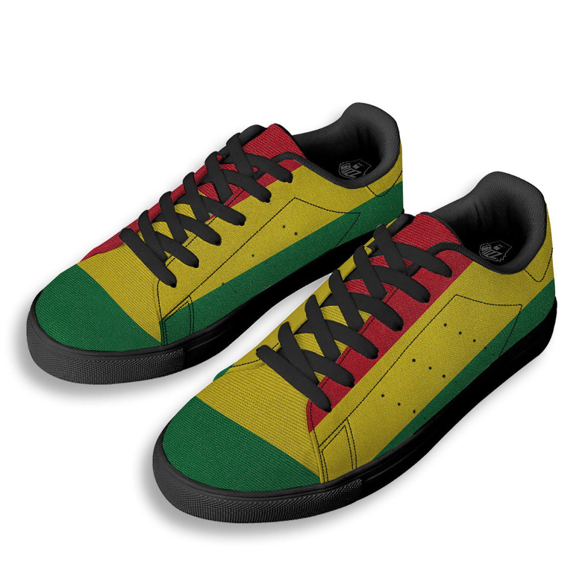 Flag Rasta Print Black Low Top Sneakers-grizzshop