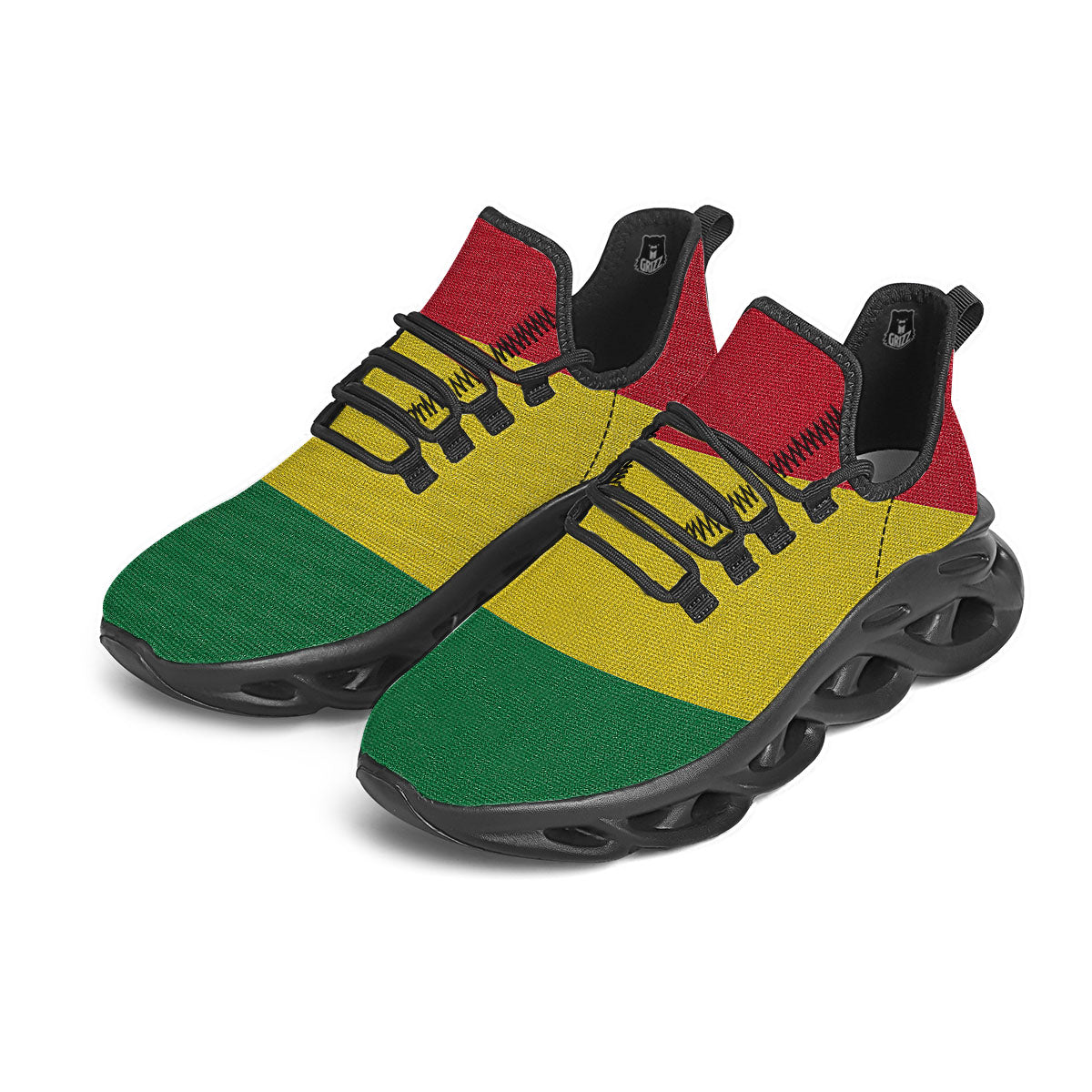 Flag Rasta Print Black Running Shoes-grizzshop