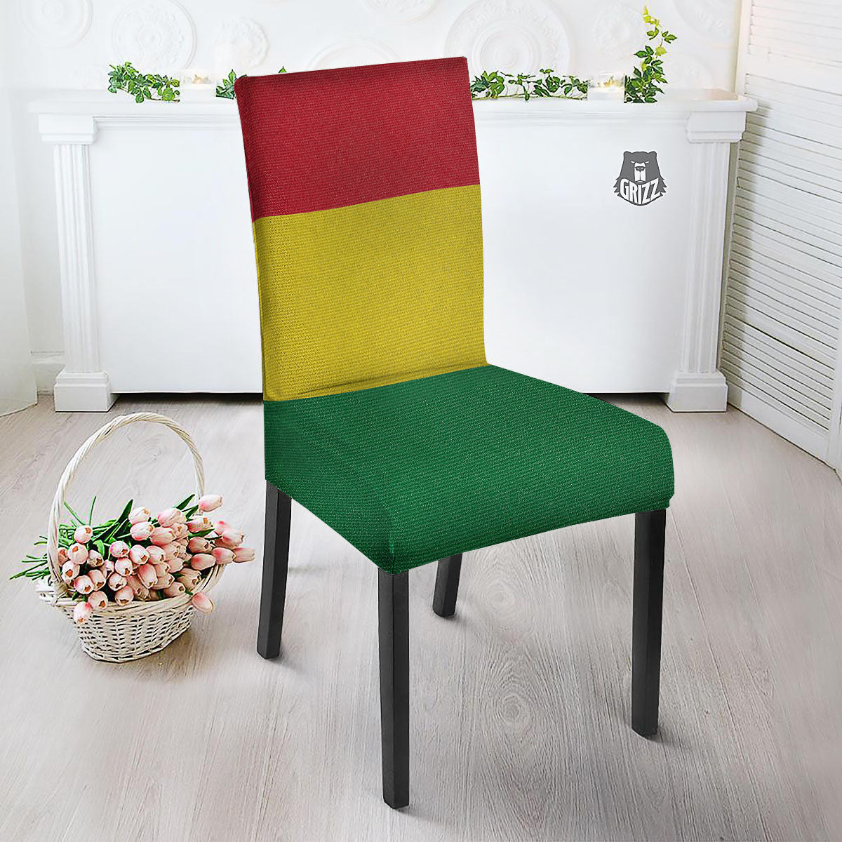 Flag Rasta Print Dining Chair Slipcover-grizzshop