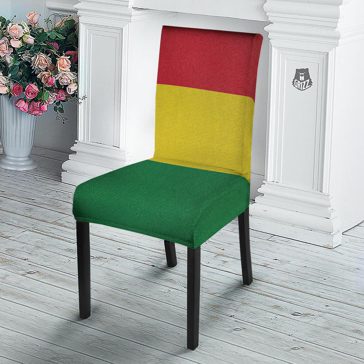Flag Rasta Print Dining Chair Slipcover-grizzshop