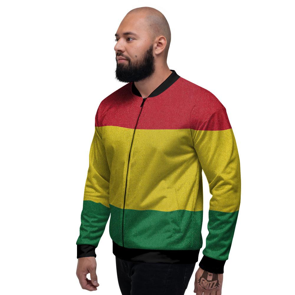 Flag Rasta Print Men's Bomber Jacket-grizzshop