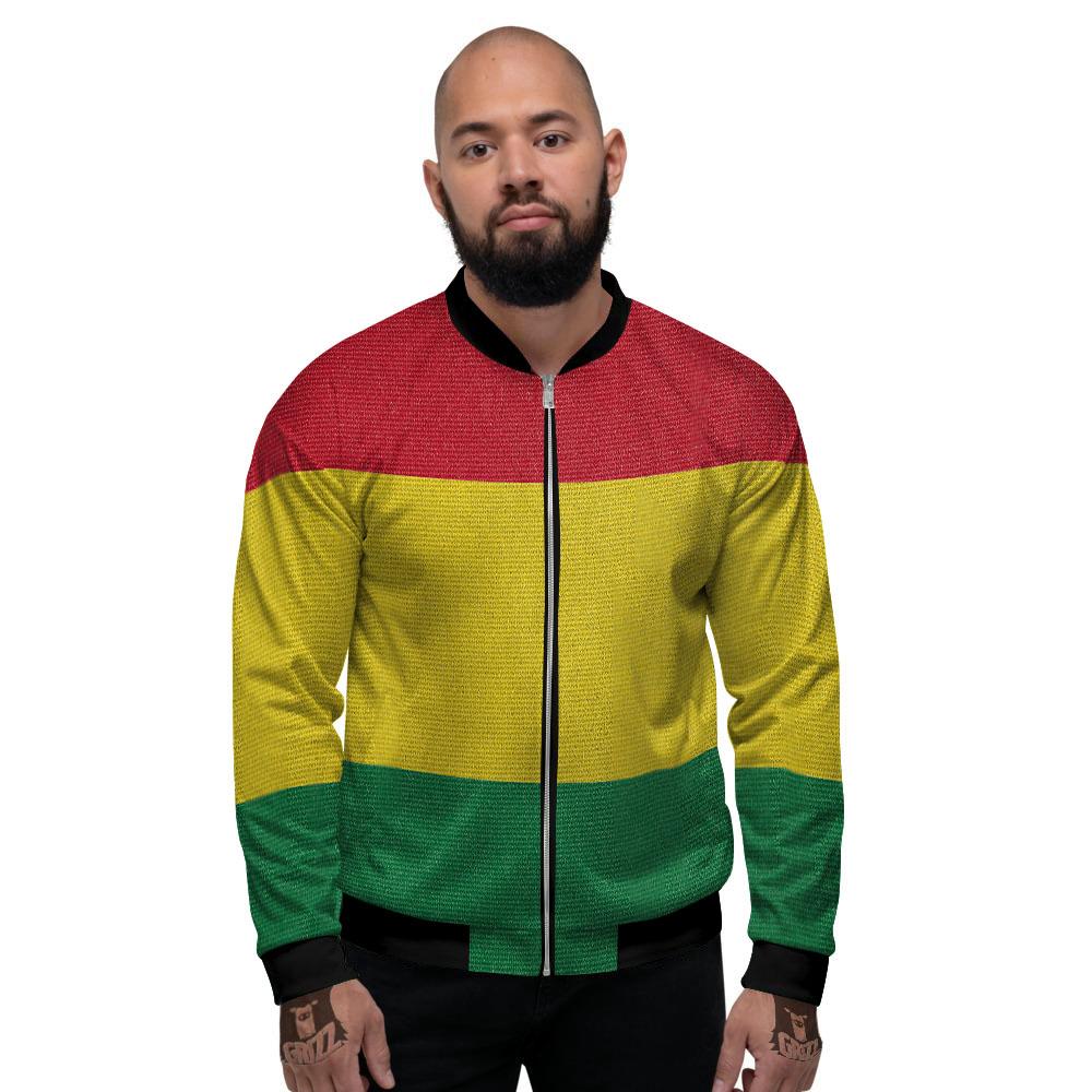 Flag Rasta Print Men's Bomber Jacket-grizzshop