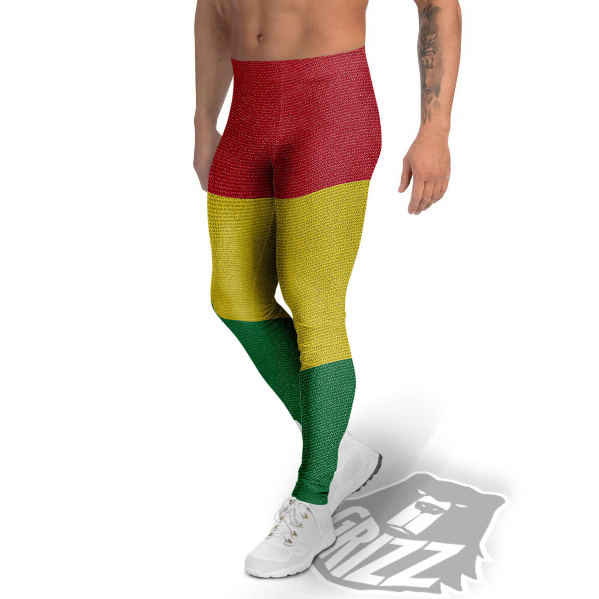 Flag Rasta Print Men's Leggings-grizzshop