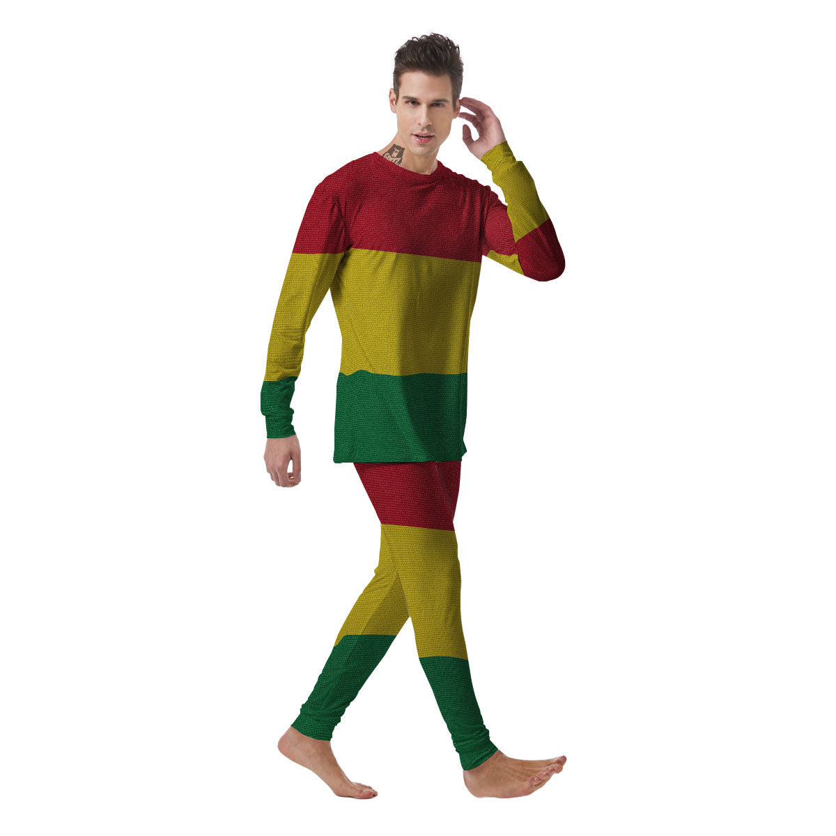 Flag Rasta Print Men's Pajamas-grizzshop