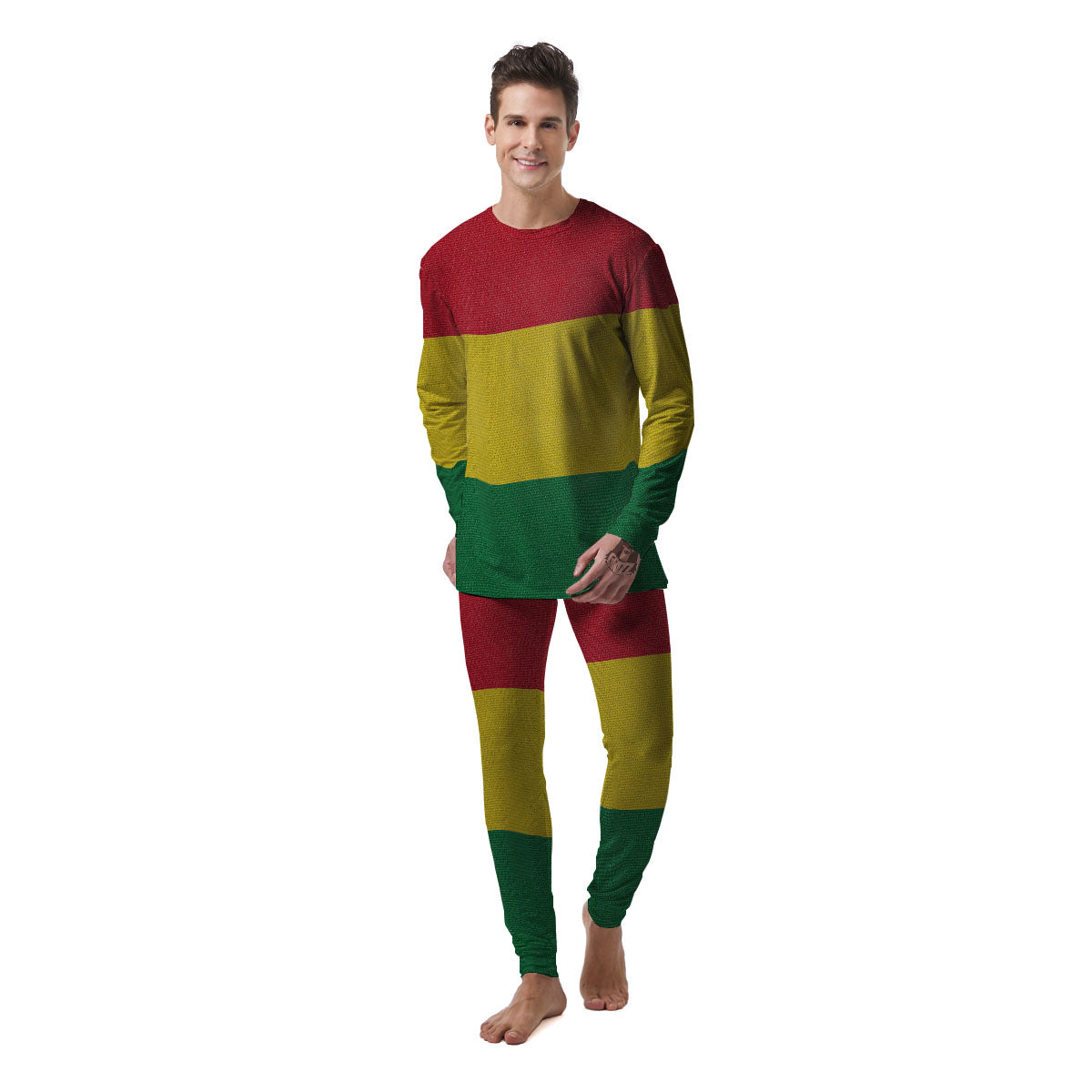Flag Rasta Print Men's Pajamas-grizzshop