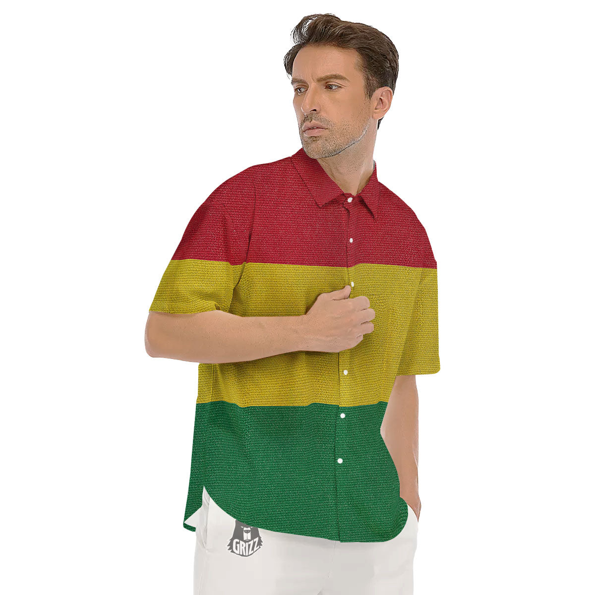 Flag Rasta Print Men's Short Sleeve Shirts-grizzshop