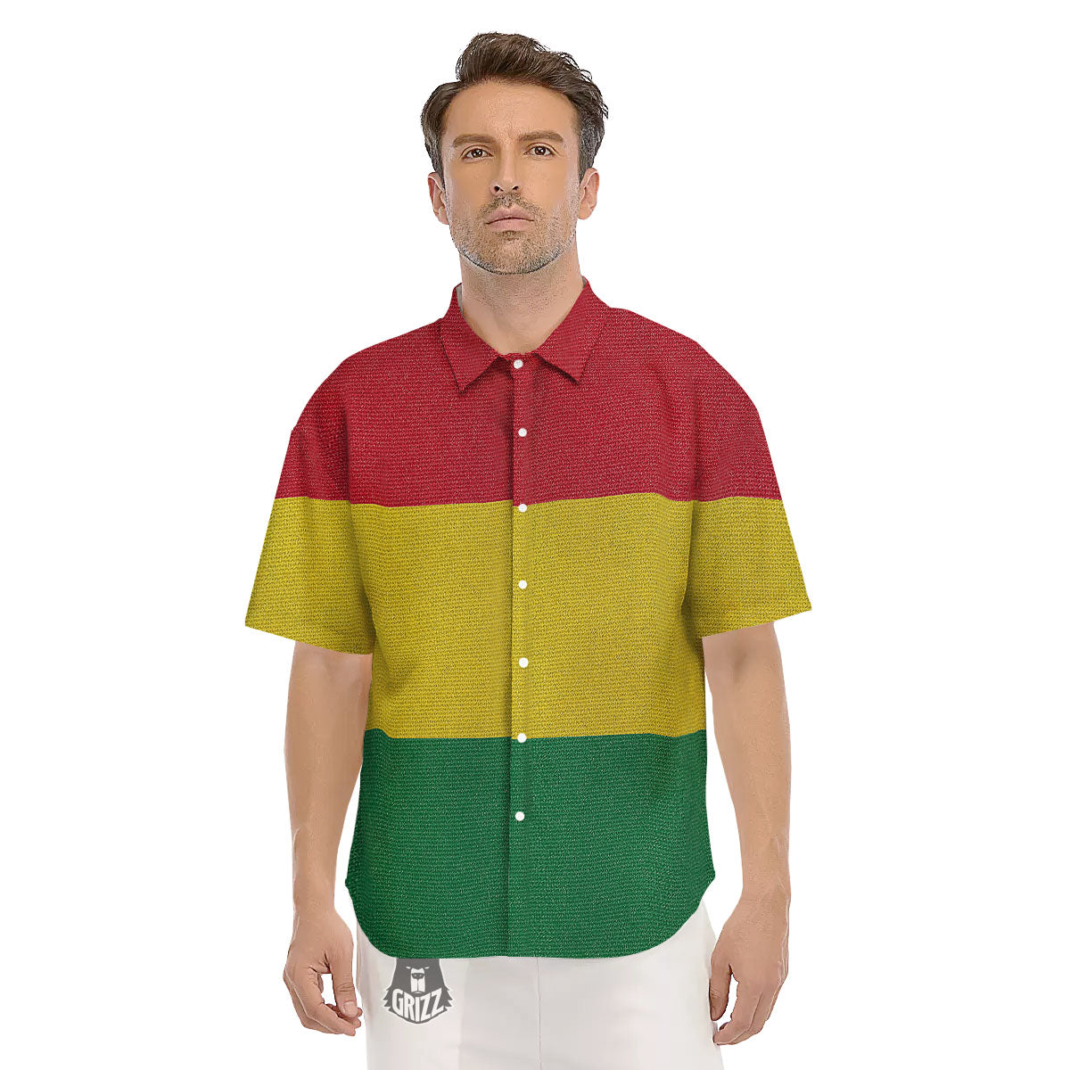Flag Rasta Print Men's Short Sleeve Shirts-grizzshop