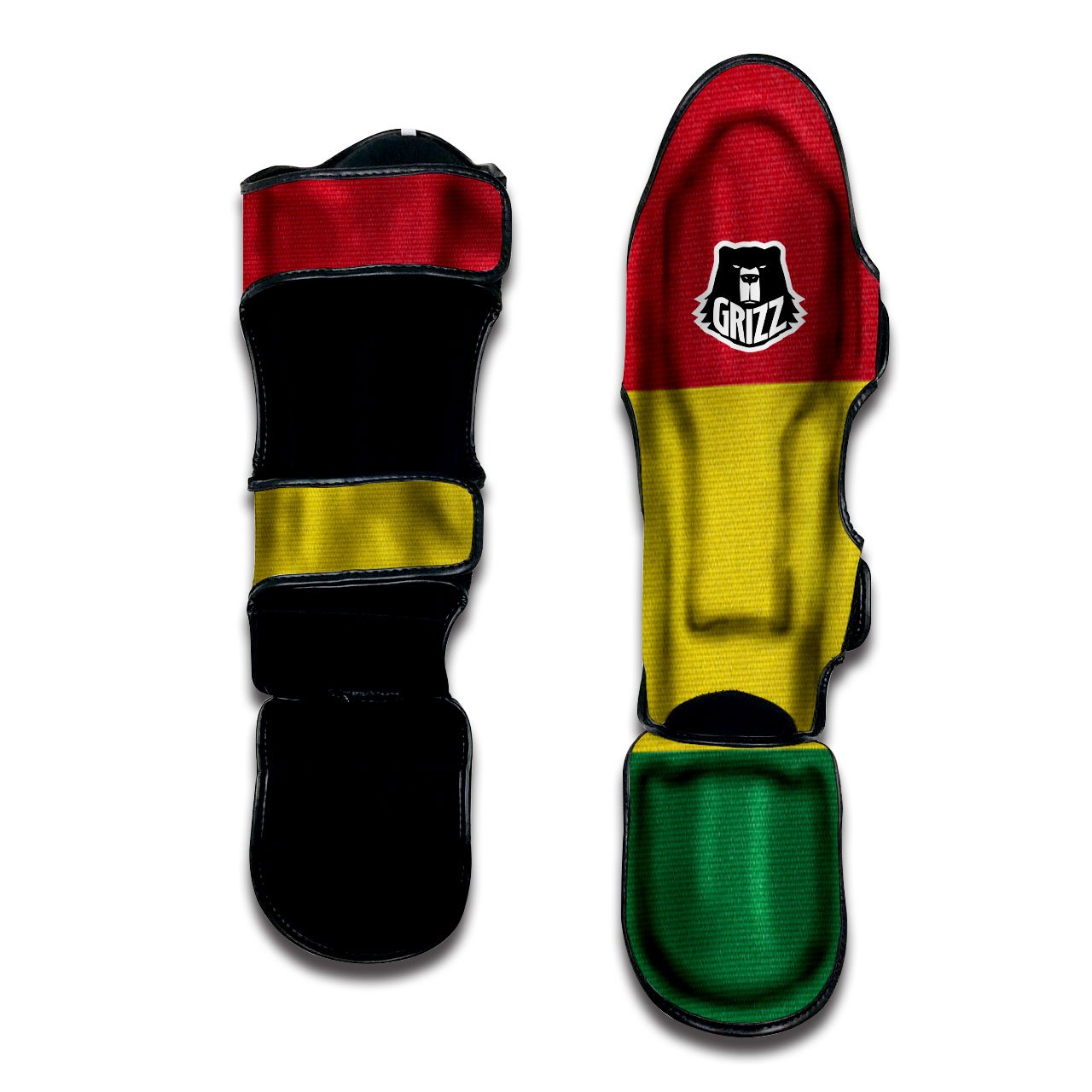 Flag Rasta Print Muay Thai Shin Guards-grizzshop