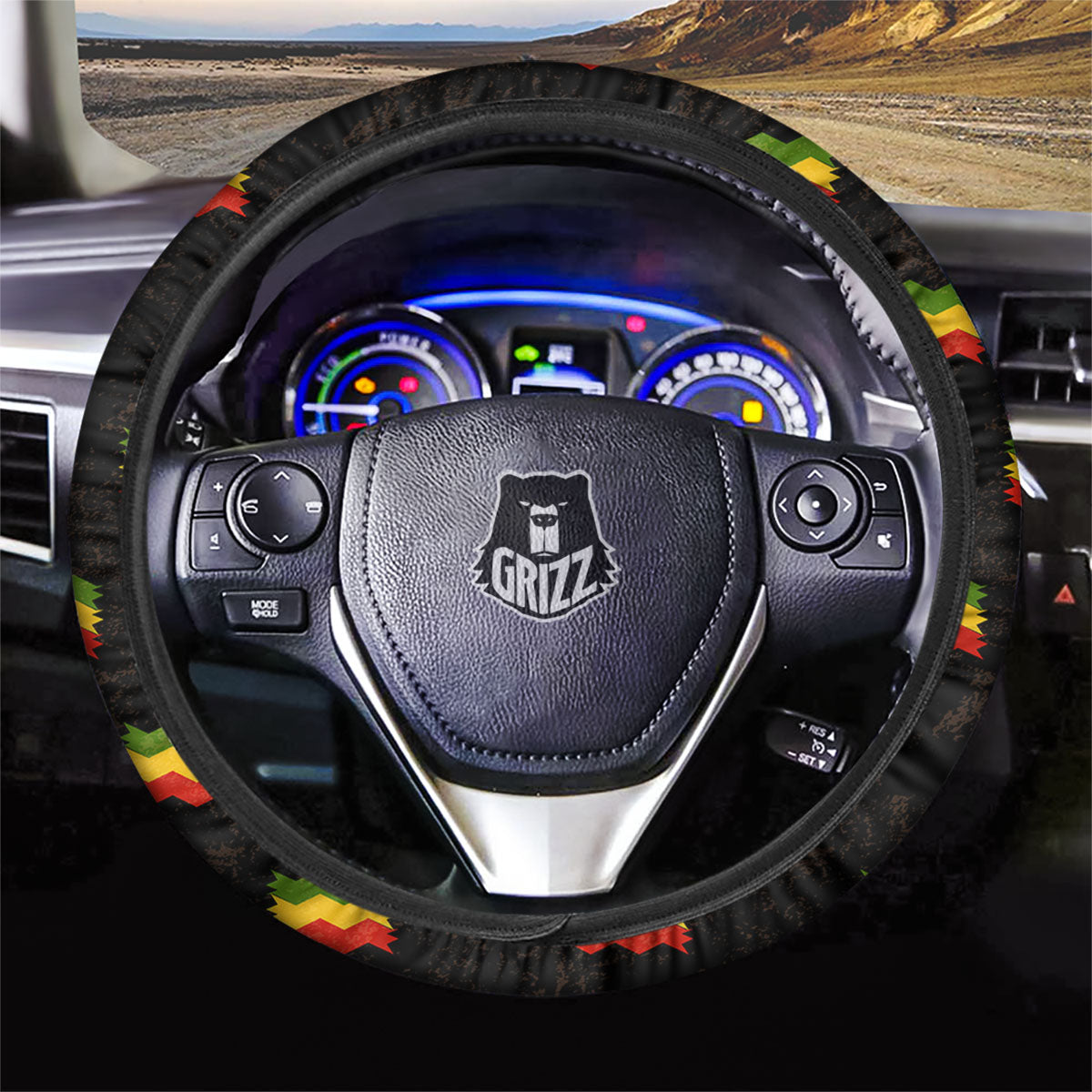 Flag Rasta Print Pattern Car Steering Wheel Cover-grizzshop
