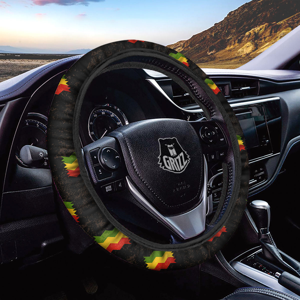 Flag Rasta Print Pattern Car Steering Wheel Cover-grizzshop