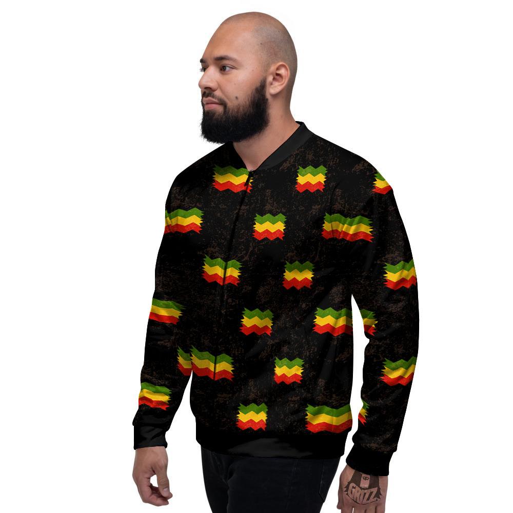 Flag Rasta Print Pattern Men's Bomber Jacket-grizzshop