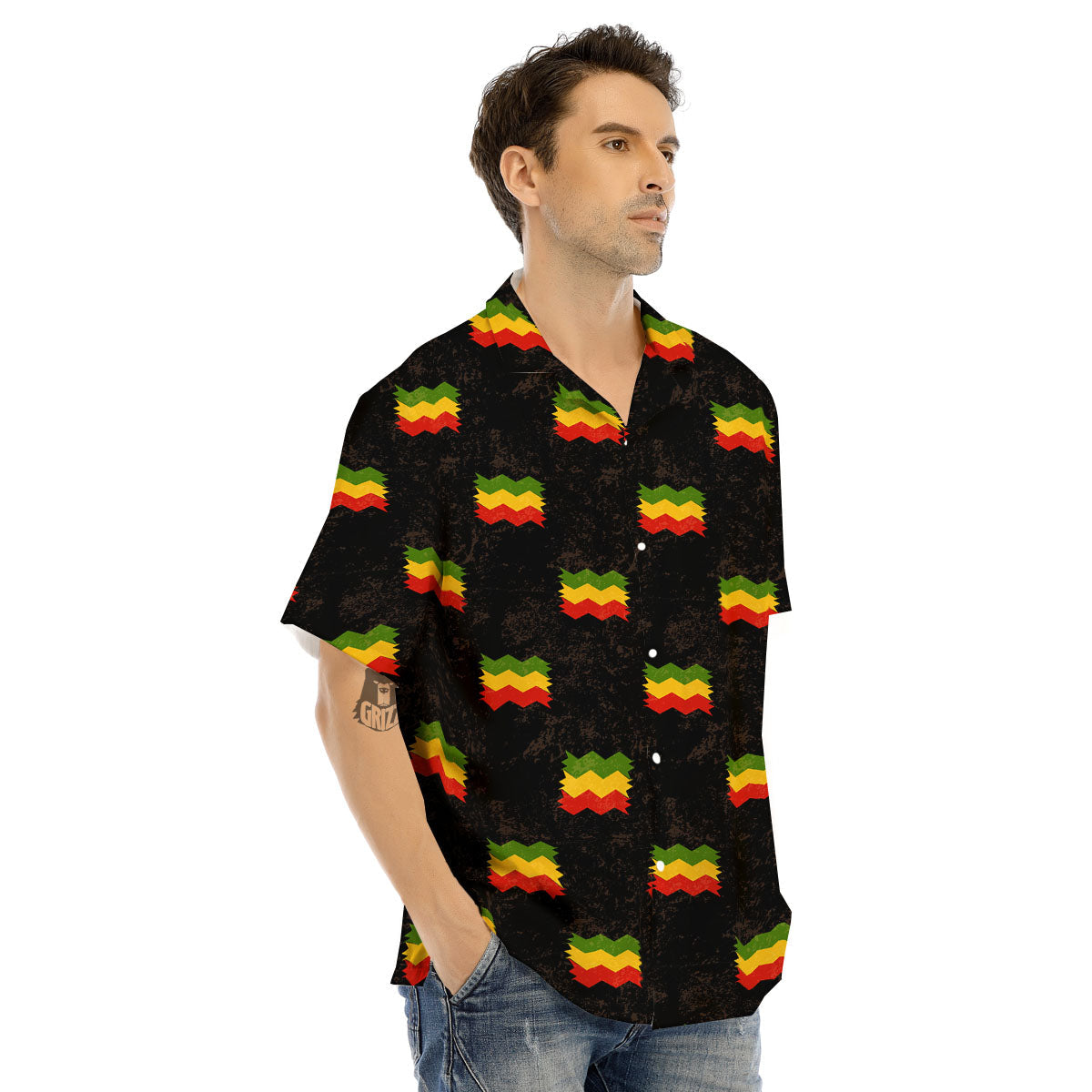 Flag Rasta Print Pattern Men's Hawaiian Shirt-grizzshop