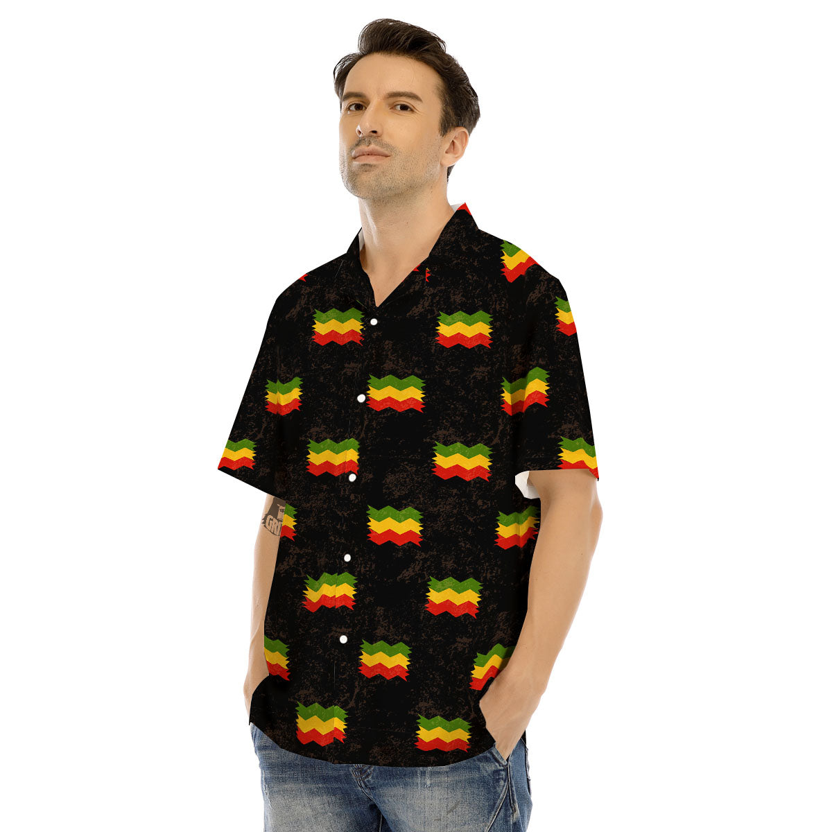 Flag Rasta Print Pattern Men's Hawaiian Shirt-grizzshop