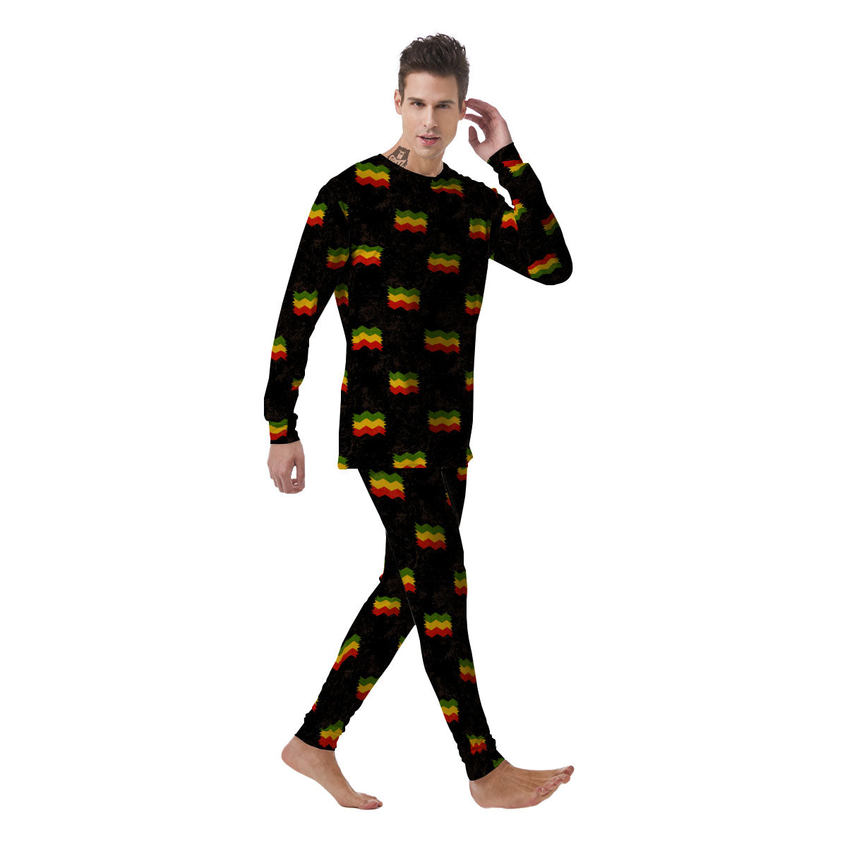 Flag Rasta Print Pattern Men's Pajamas-grizzshop
