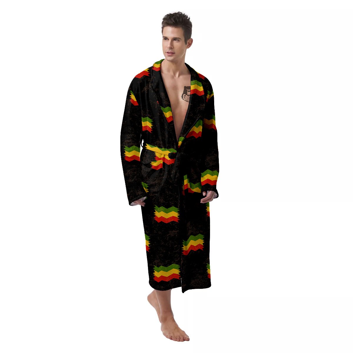 Flag Rasta Print Pattern Men's Robe-grizzshop