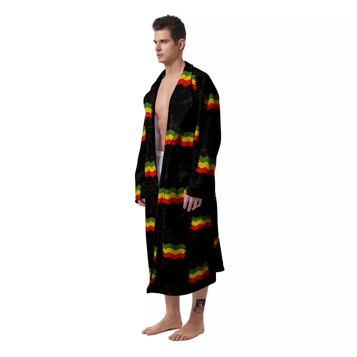 Flag Rasta Print Pattern Men's Robe-grizzshop