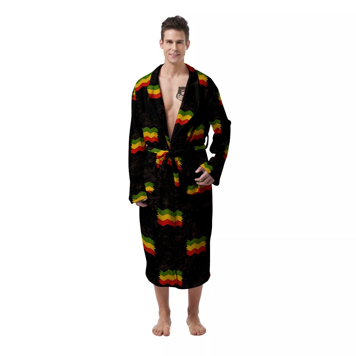 Flag Rasta Print Pattern Men's Robe-grizzshop