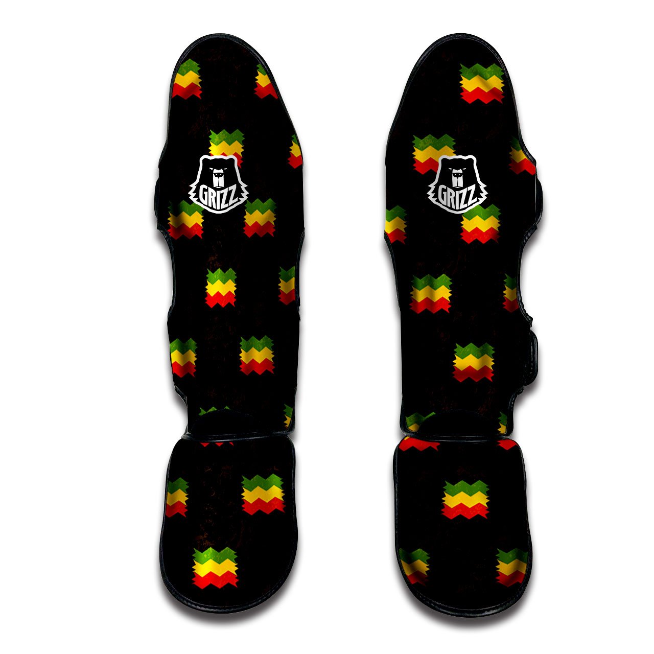 Flag Rasta Print Pattern Muay Thai Shin Guards-grizzshop