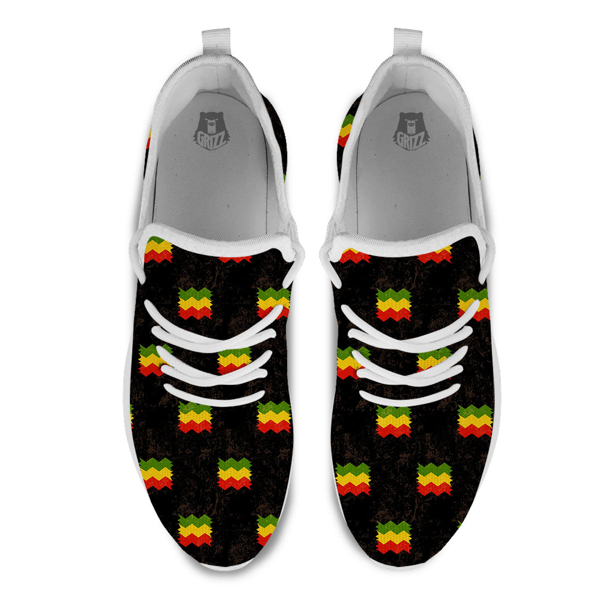 Flag Rasta Print Pattern White Athletic Shoes-grizzshop