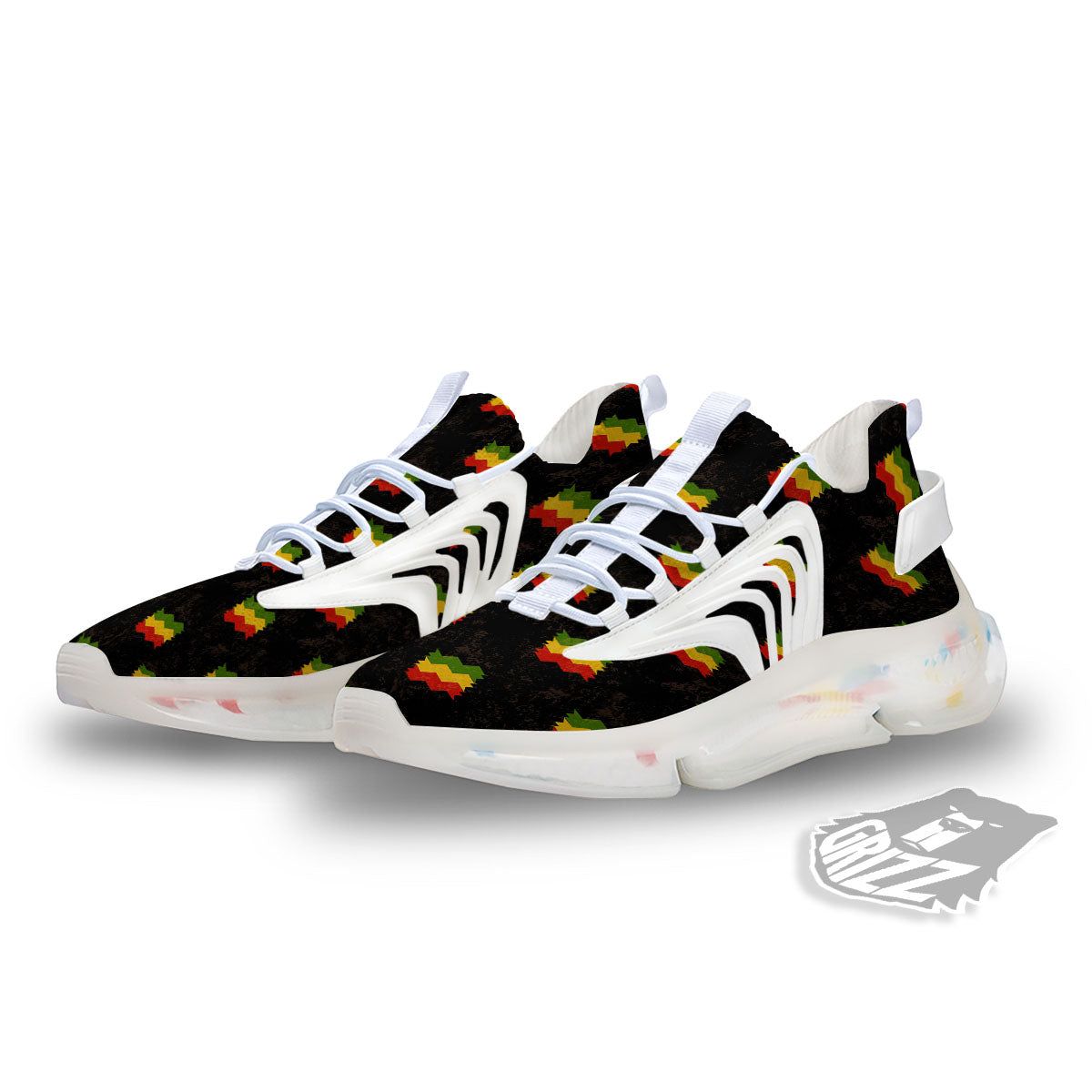 Flag Rasta Print Pattern White Gym Shoes-grizzshop