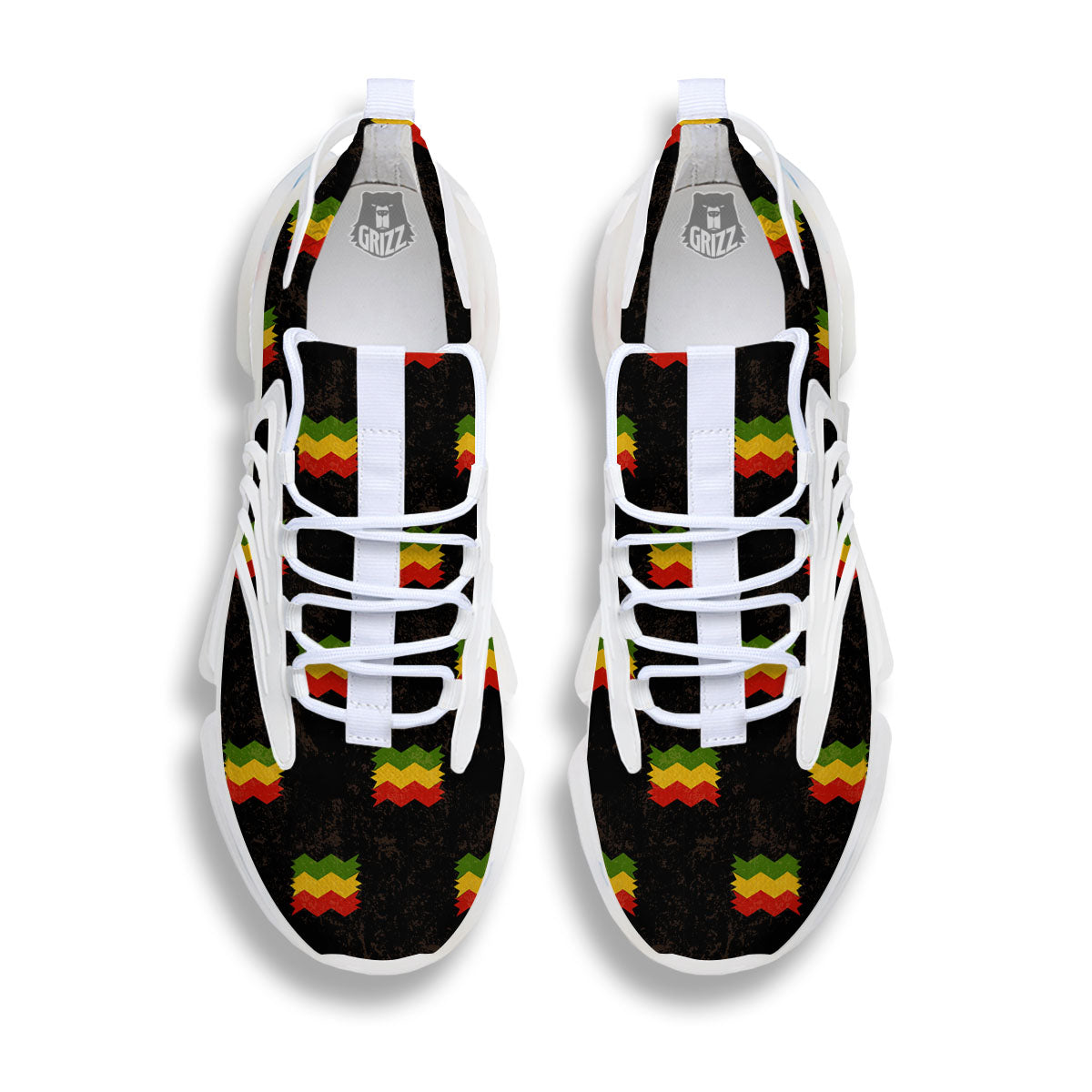 Flag Rasta Print Pattern White Gym Shoes-grizzshop
