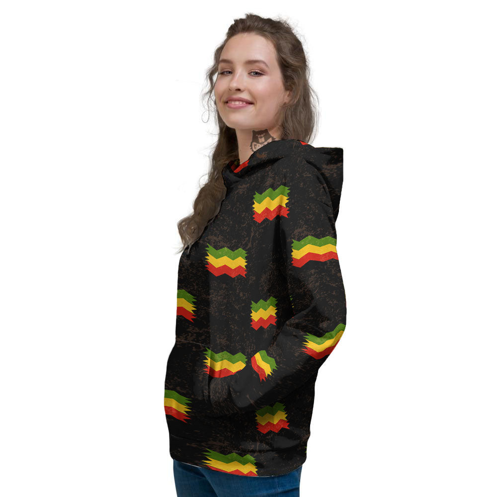 Flag Rasta Print Pattern Women's Hoodie-grizzshop