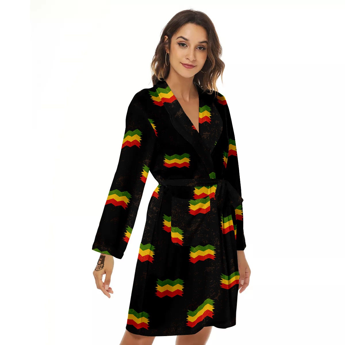 Flag Rasta Print Pattern Women's Robe-grizzshop