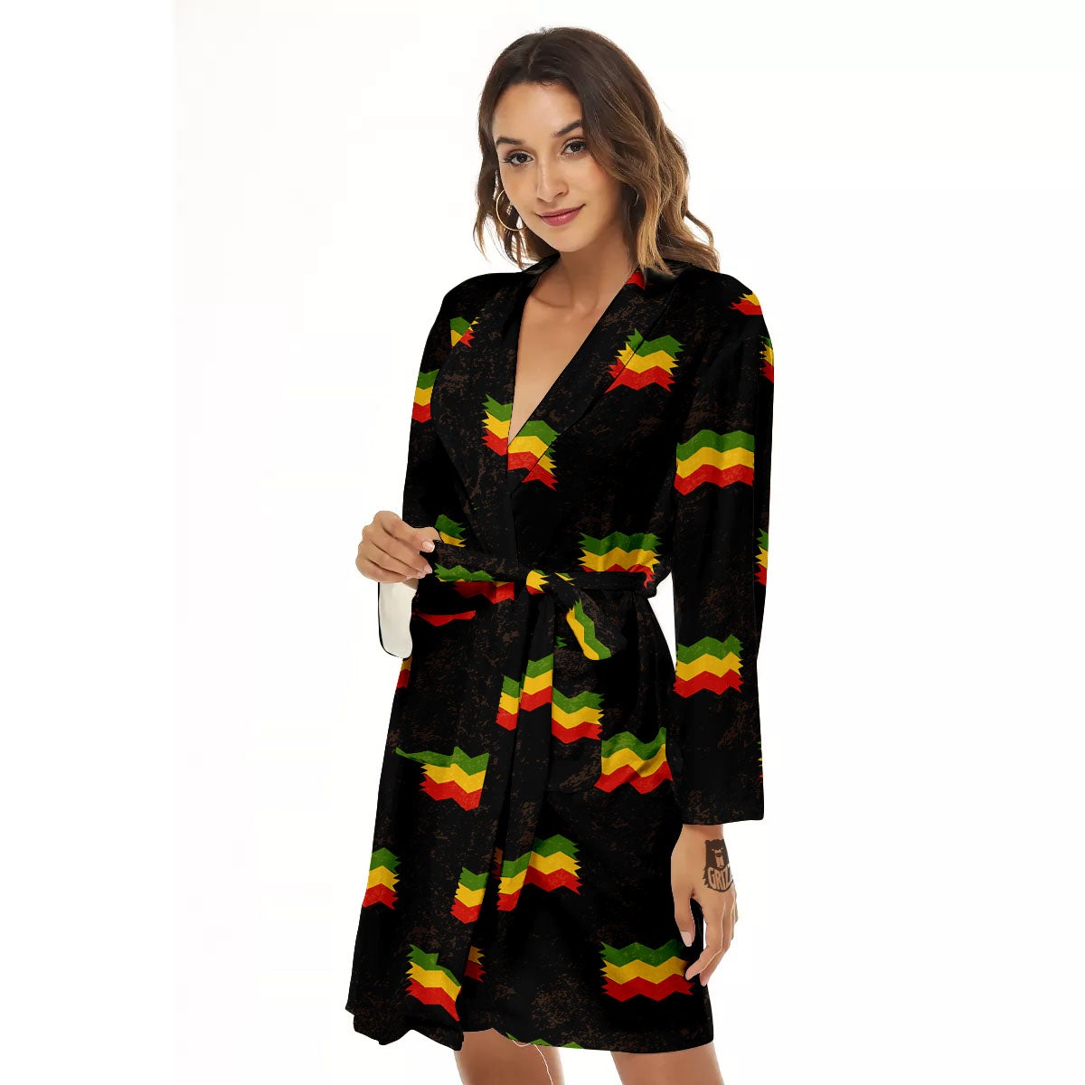 Flag Rasta Print Pattern Women's Robe-grizzshop