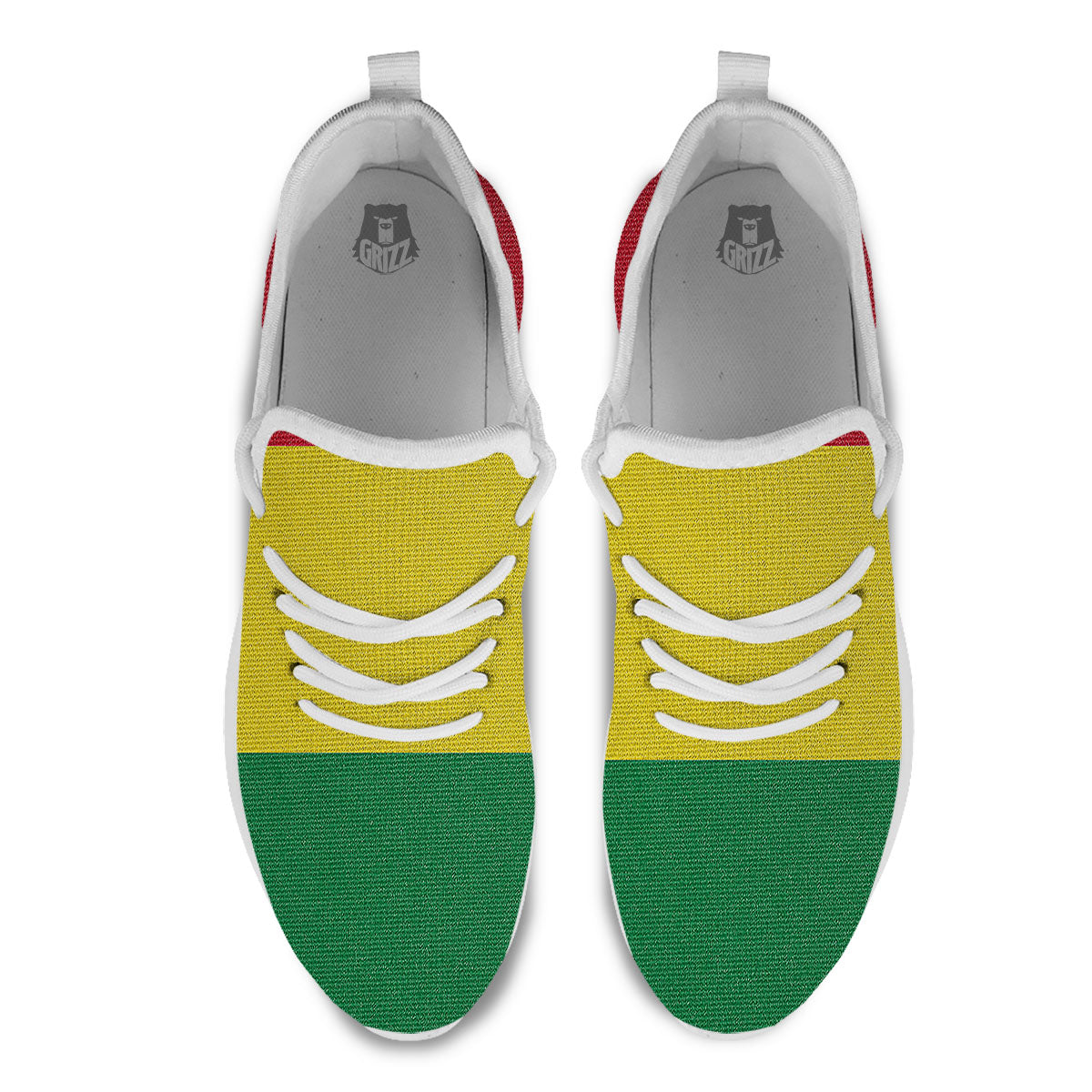 Flag Rasta Print White Athletic Shoes-grizzshop