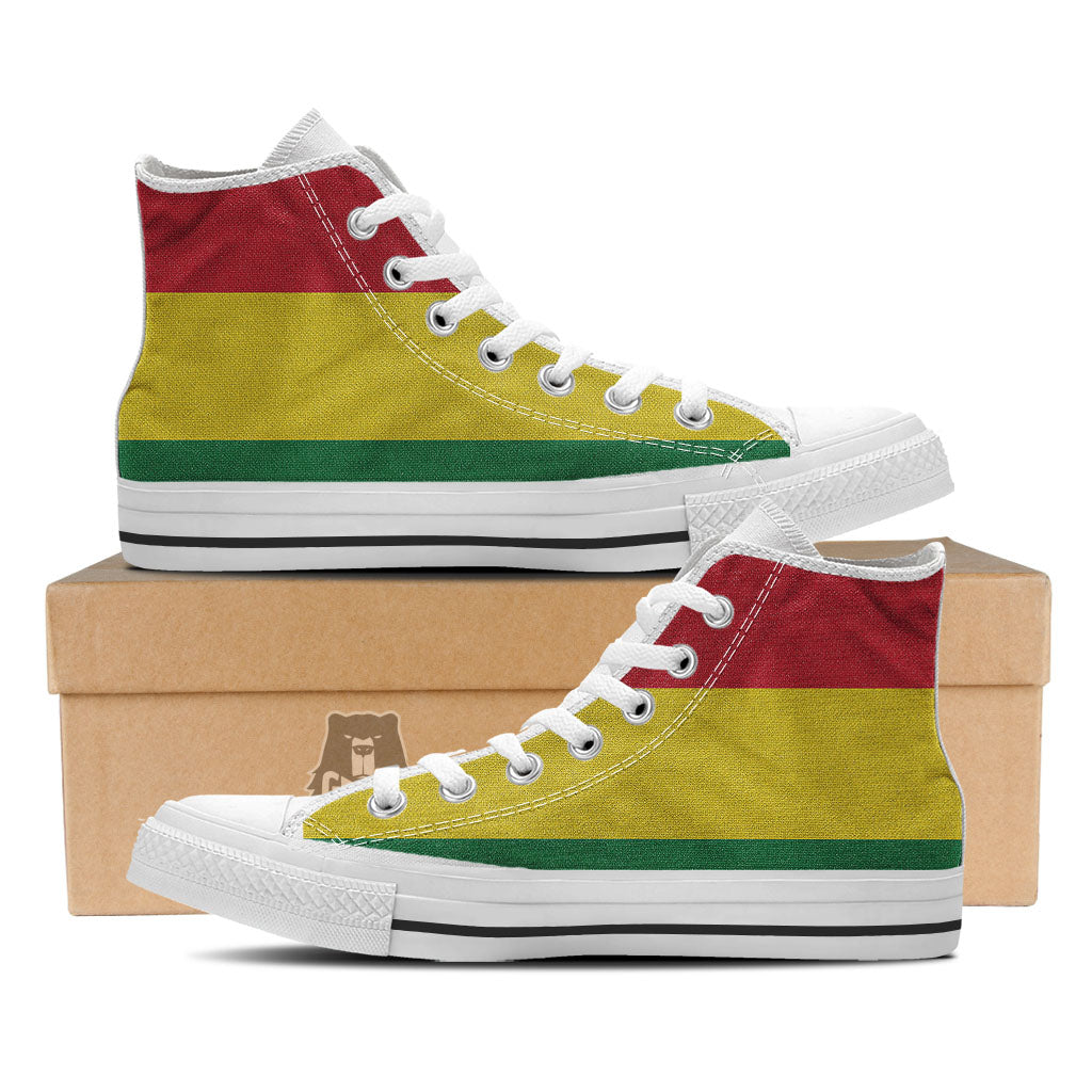 Flag Rasta Print White High Top Shoes-grizzshop