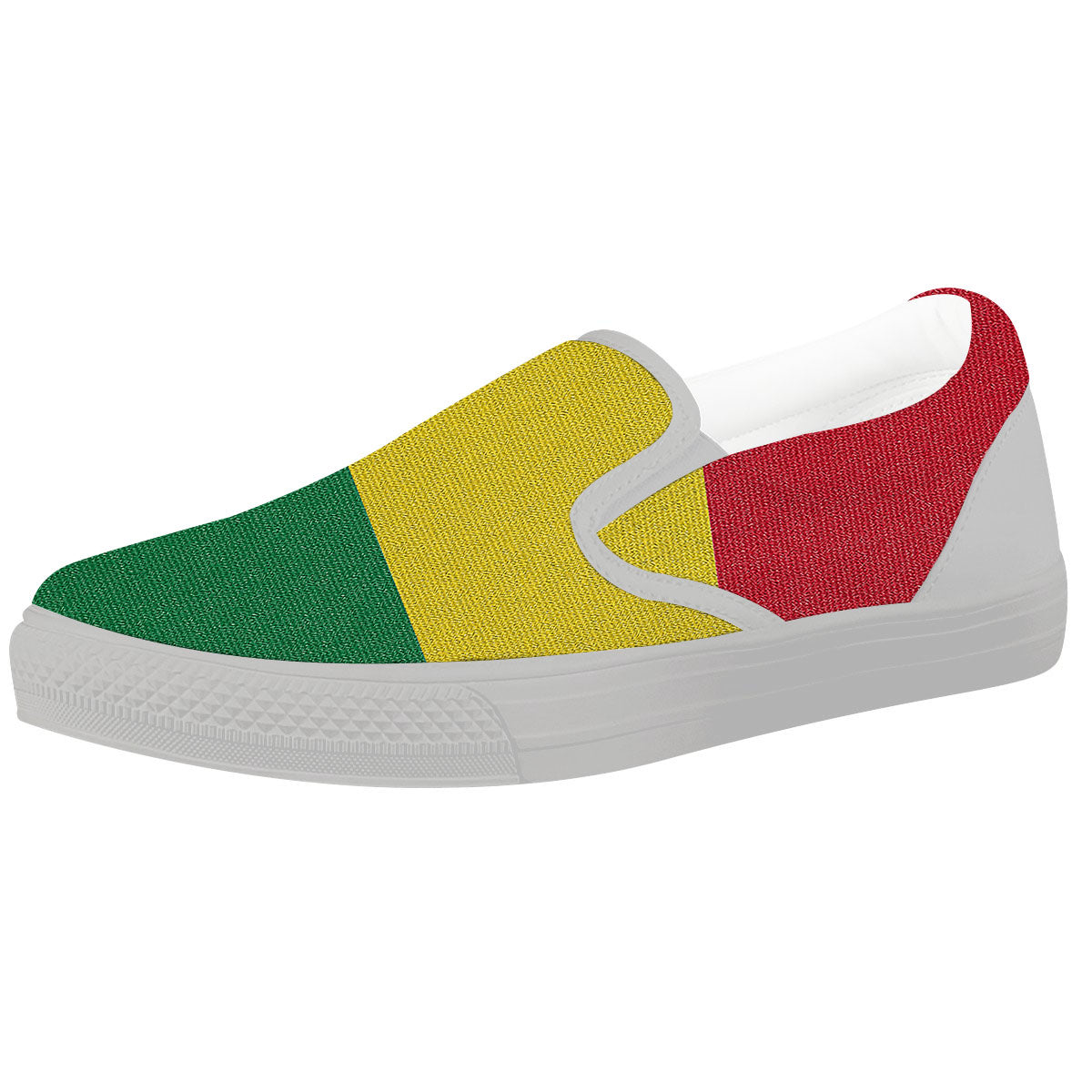 Flag Rasta Print White Slip On Shoes-grizzshop