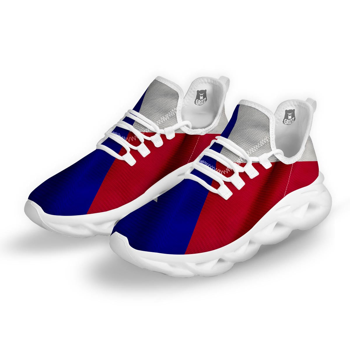 Flag Texas State Print White Running Shoes-grizzshop