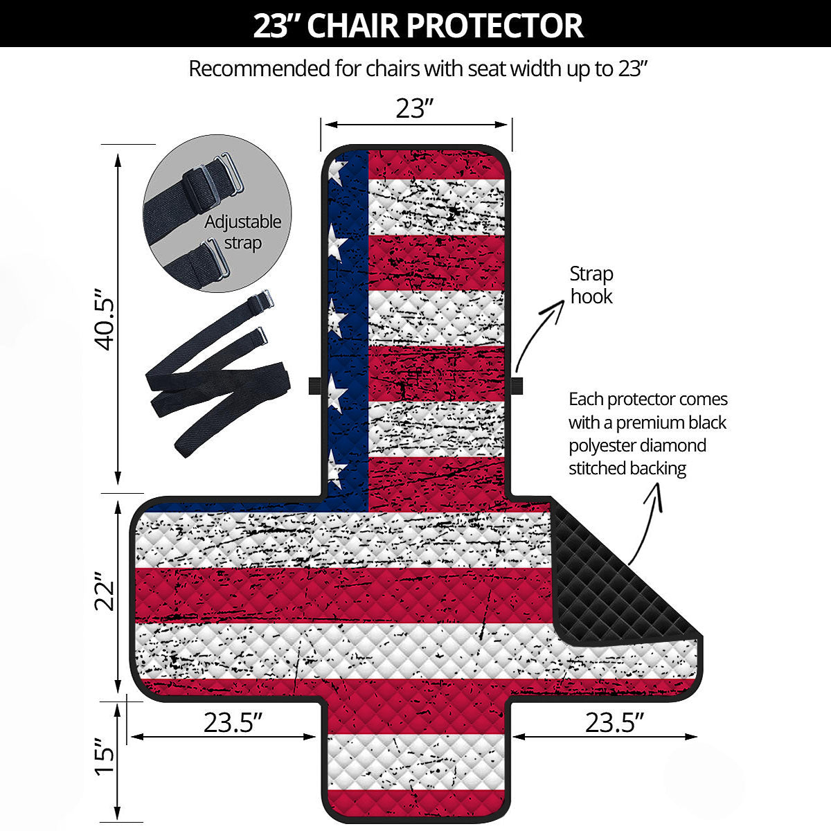 Flag USA Grunge Print Armchair Protector-grizzshop