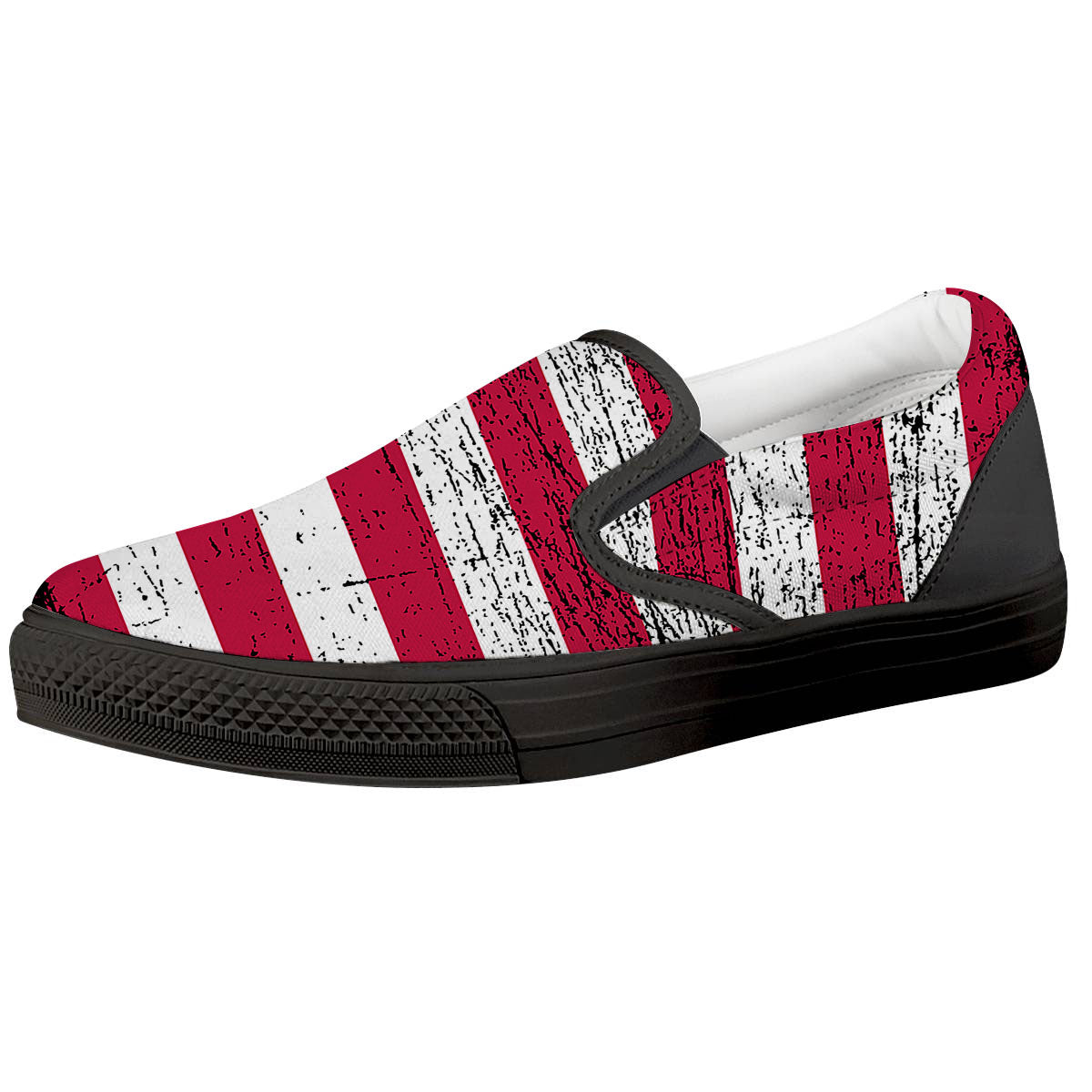 Flag USA Grunge Print Black Slip On Shoes-grizzshop