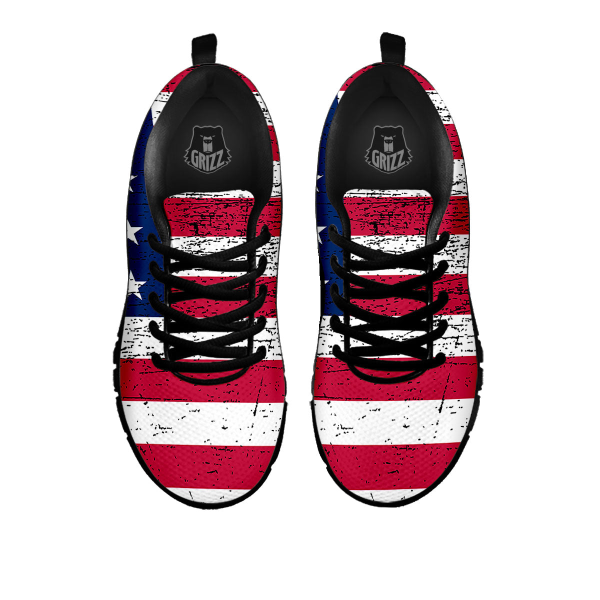 Flag USA Grunge Print Black Sneaker-grizzshop