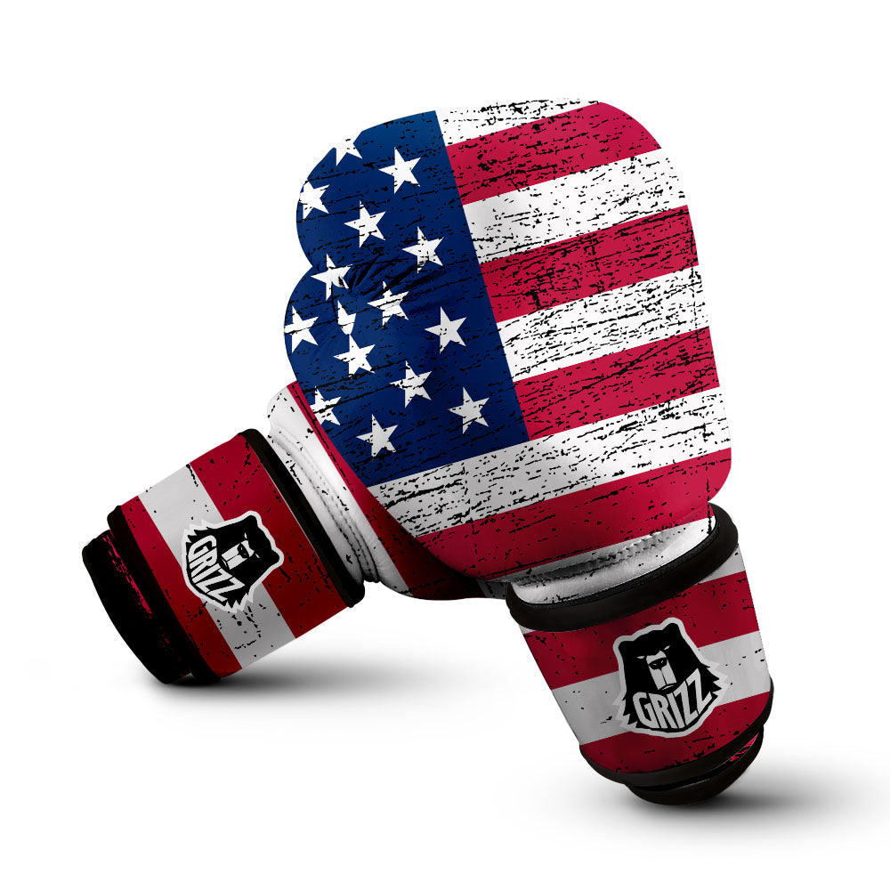 Flag USA Grunge Print Boxing Gloves-grizzshop