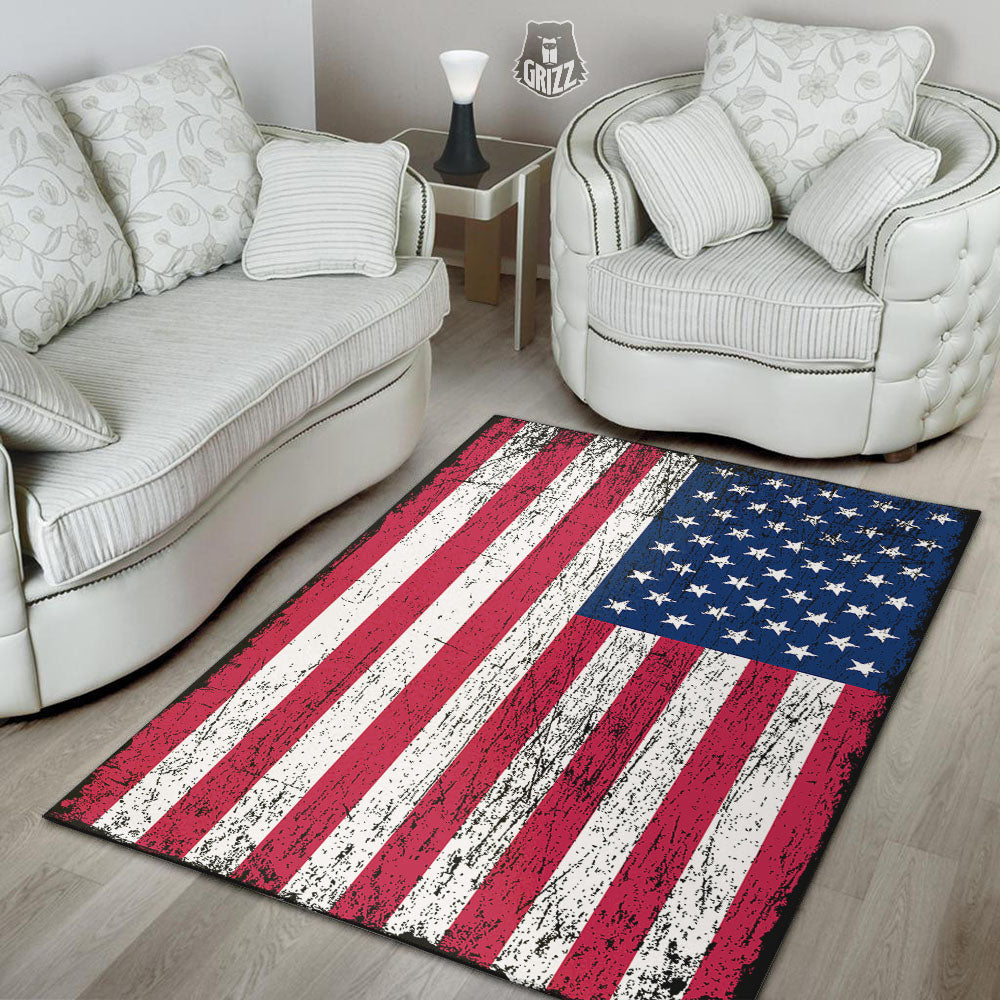 Flag USA Grunge Print Floor Mat-grizzshop