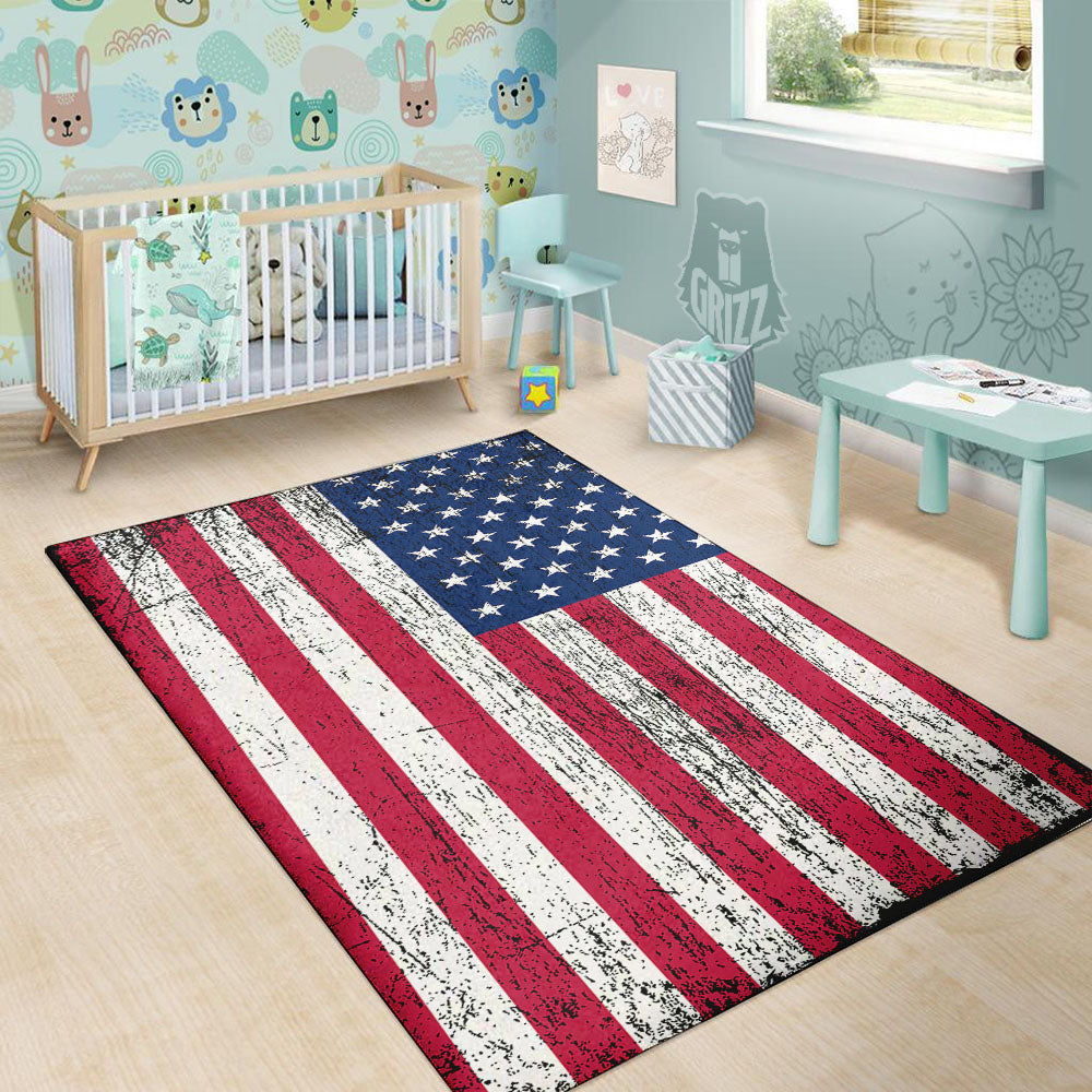 Flag USA Grunge Print Floor Mat-grizzshop