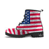 Flag USA Grunge Print Leather Boots-grizzshop