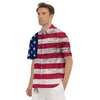 Flag USA Grunge Print Men's Short Sleeve Shirts-grizzshop