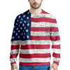 Flag USA Grunge Print Men's Sweatshirt-grizzshop