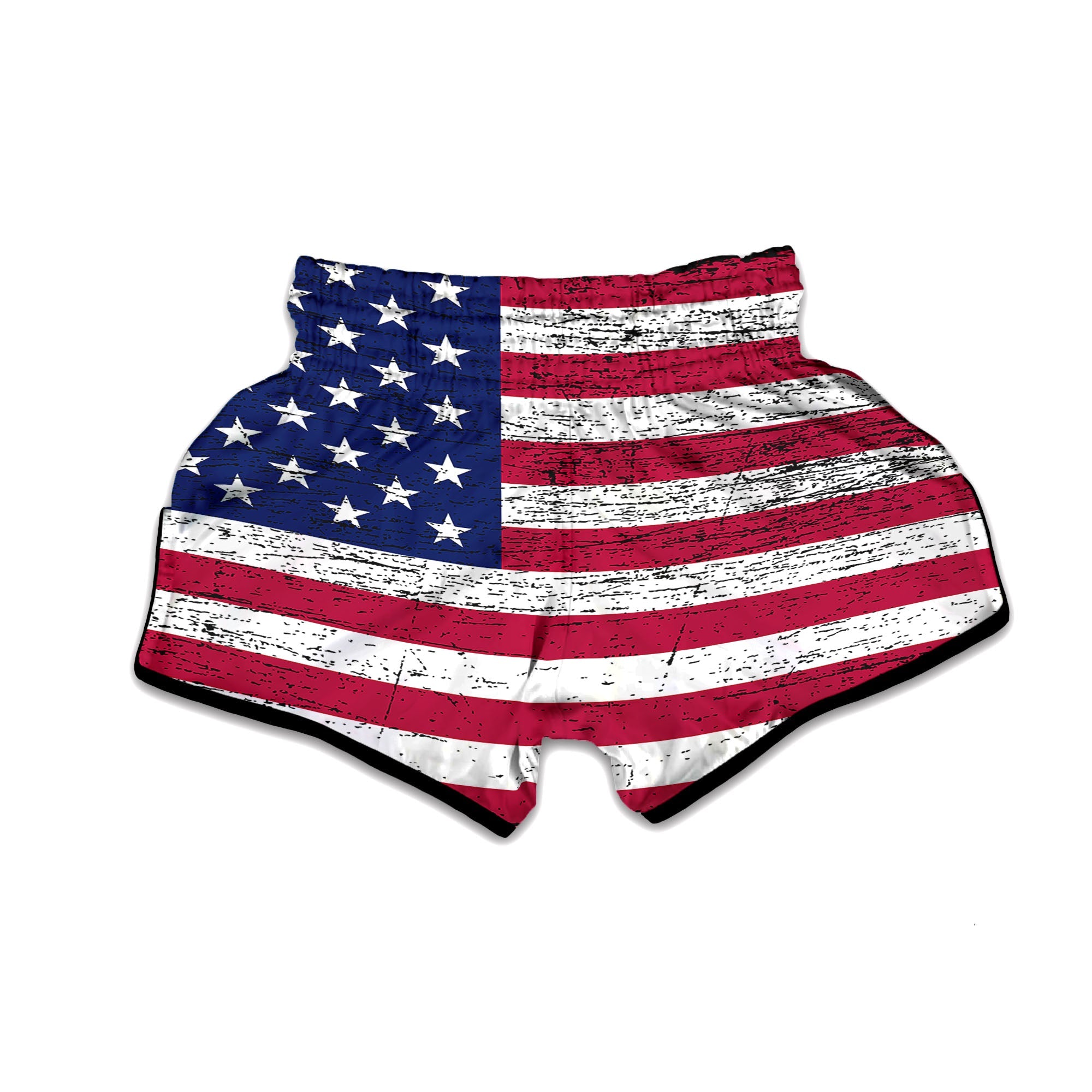 Flag USA Grunge Print Muay Thai Boxing Shorts-grizzshop