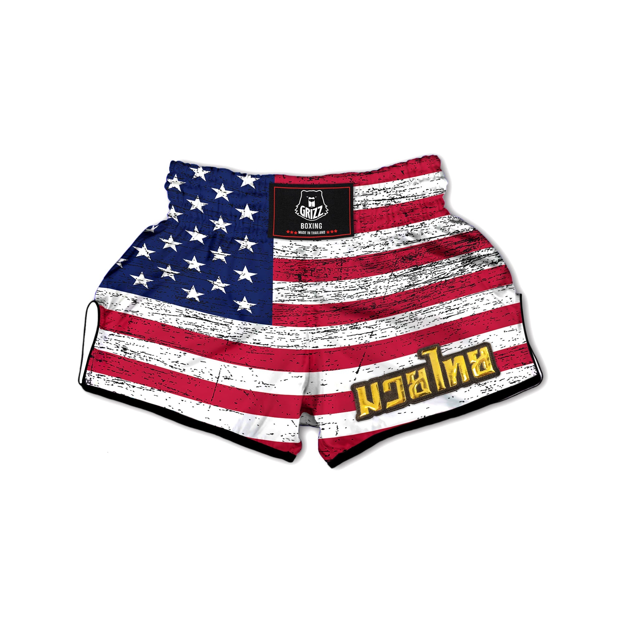 Flag USA Grunge Print Muay Thai Boxing Shorts-grizzshop