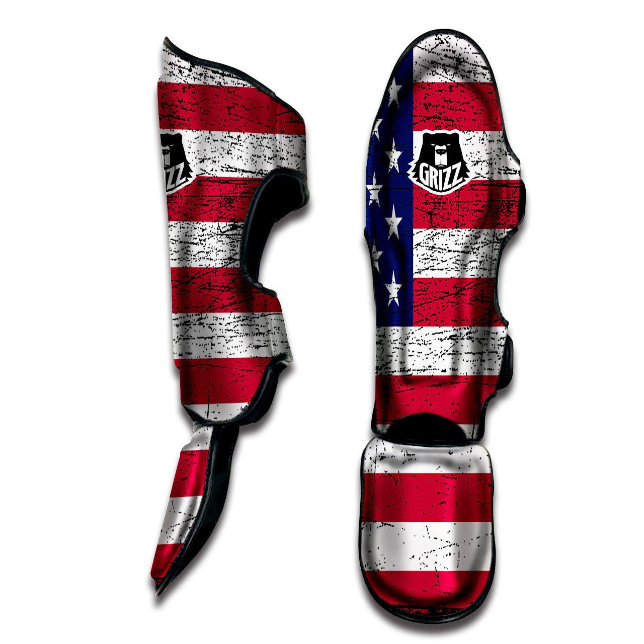 Flag USA Grunge Print Muay Thai Shin Guards-grizzshop