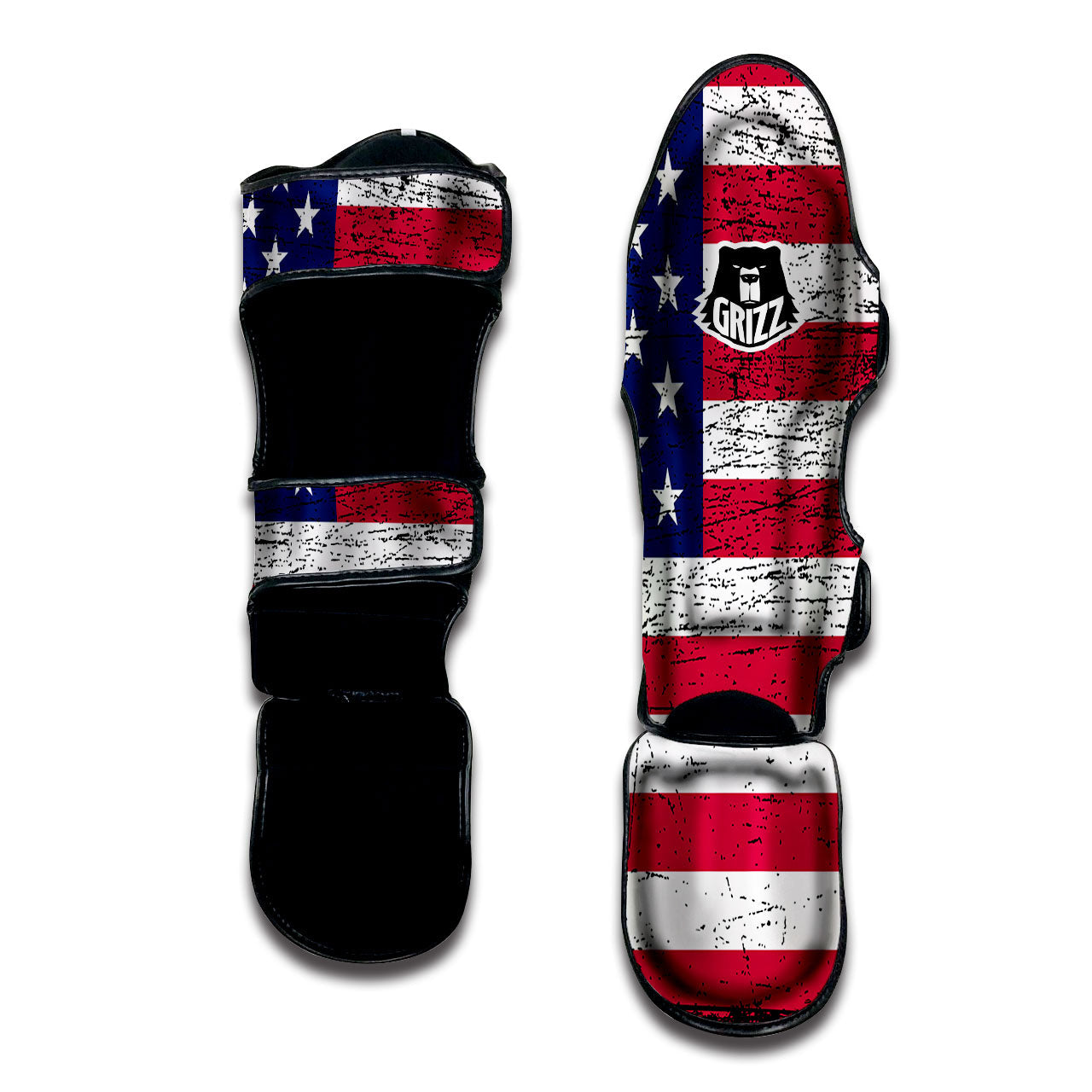 Flag USA Grunge Print Muay Thai Shin Guards-grizzshop