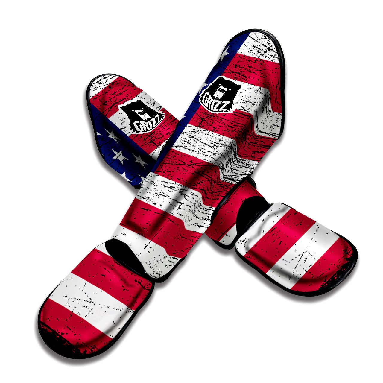 Flag USA Grunge Print Muay Thai Shin Guards-grizzshop