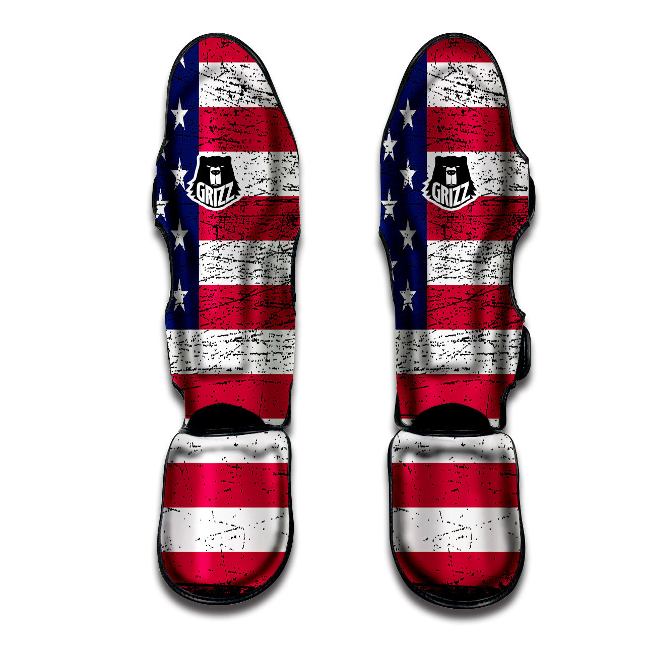 Flag USA Grunge Print Muay Thai Shin Guards-grizzshop