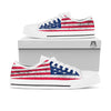 Flag USA Grunge Print White Low Top Shoes-grizzshop